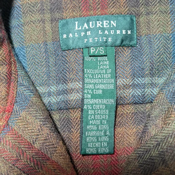 Vintage Style Lauren Ralph Lauren Wool Plaid Shirt Jacket Petite S - Picture 4 of 7